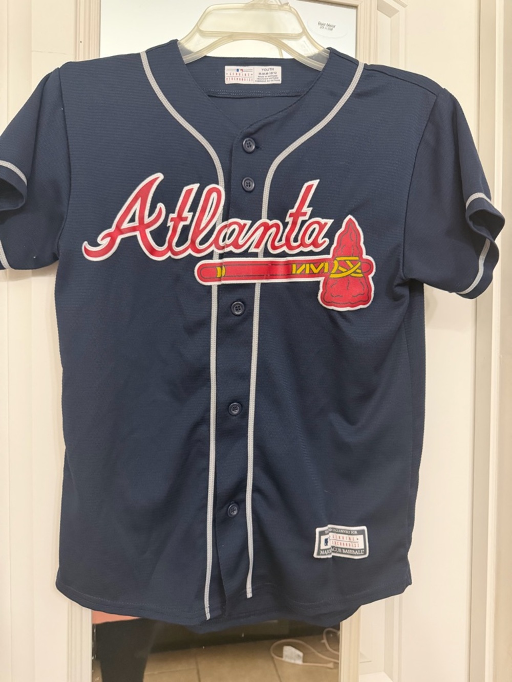 Genuine Merchandise Navy Atlanta Kids Button-Up Jersey with Red & White Trim